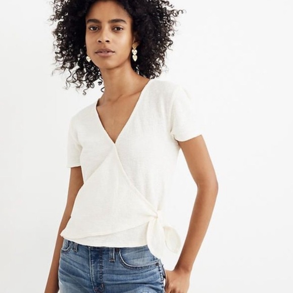 MADEWELL Wrap-Tie Top Cream Casual Neutral Size XXS - Picture 1 of 14